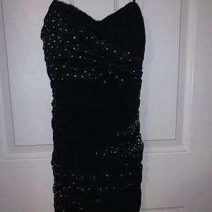 Black strapless dress with gems